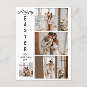 Elegant Typography Easter Family photo collage Holiday Postcard