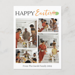 Elegant Typography Easter Family photo collage  Holiday Postcard