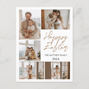 Elegant Typography Easter Family Photo Collage Holiday Postcard