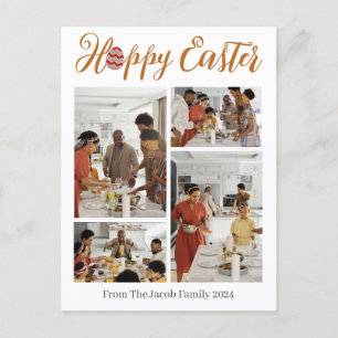 Elegant Typography Easter Family photo collage Holiday Postcard