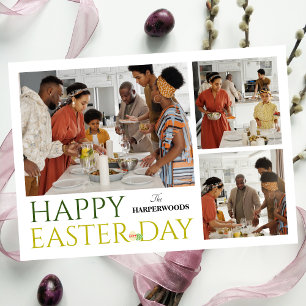 elegant Typography Easter family three photo  Holiday Card