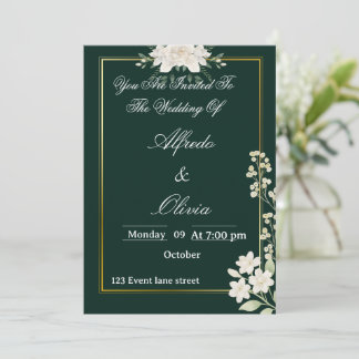 Elegant Typography Floral Wedding Invitation