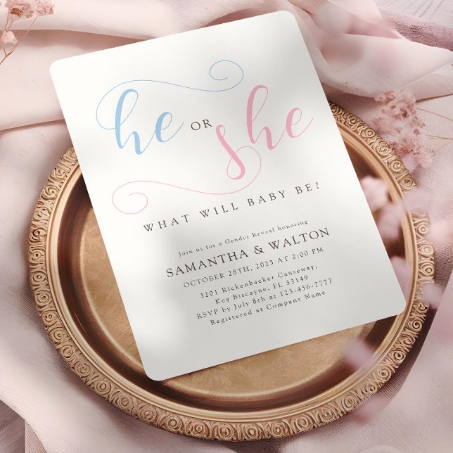 Elegant typography Gender Reveal Party Invitation (Creator Uploaded)
