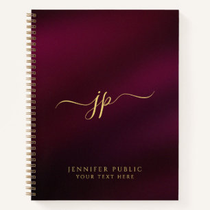 Elegant Typography Gold Text Initial Monogram Notebook