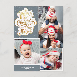 Elegant typography grey christmas holiday Postcard