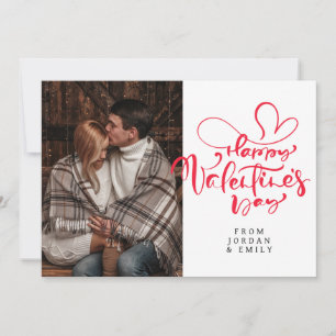 Elegant Typography Happy Valentine's Day 1 Photo Holiday Card