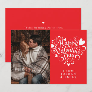 Elegant Typography Happy Valentine's Day 1 Photo Holiday Card