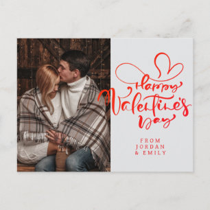 Elegant Typography Happy Valentine's Day 1 Photo Holiday Postcard