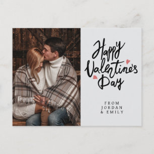 Elegant Typography Happy Valentine's Day 1 Photo Holiday Postcard