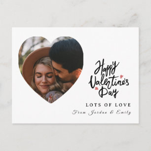 Elegant Typography Happy Valentine's Day 1 Photo Holiday Postcard