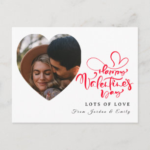 Elegant Typography Happy Valentine's Day 1 Photo Holiday Postcard