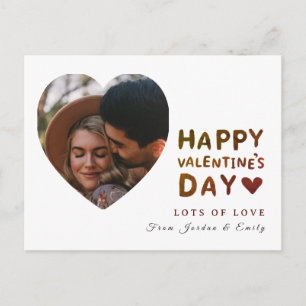 Elegant Typography Happy Valentine's Day 1 Photo Holiday Postcard