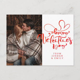 Elegant Typography Happy Valentine's Day 1 Photo Holiday Postcard
