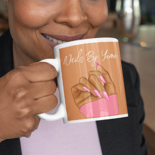 Elegant typography Hot Pink Nails Beauty Salon Coffee Mug