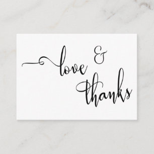 Elegant Typography Love & Thanks Wedding Favour Enclosure Card