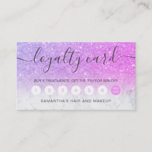 elegant typography marble chic pink glitter ombre loyalty card