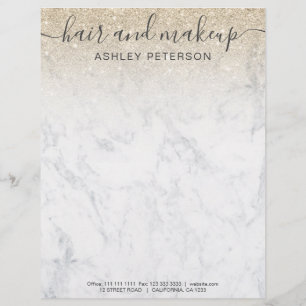 elegant typography marble light gold glitter ombre custom letterhead