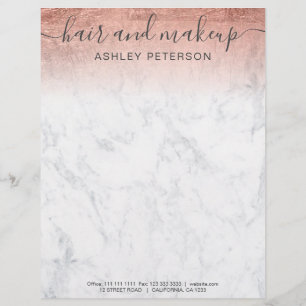 elegant typography marble rose foil glitter ombre custom letterhead