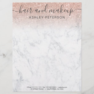 elegant typography marble rose gold glitter ombre custom letterhead