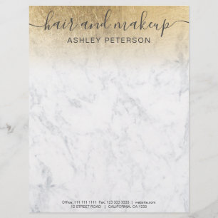 elegant typography marble yellow gold foil ombre custom letterhead