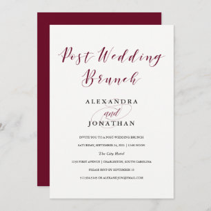 Elegant Typography   Marsala Post Wedding Brunch Invitation