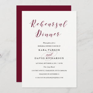 Elegant Typography   Marsala Rehearsal Dinner Invitation