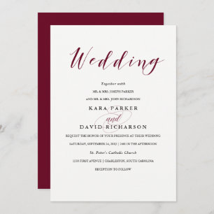 Elegant Typography   Marsala Wedding Invitation