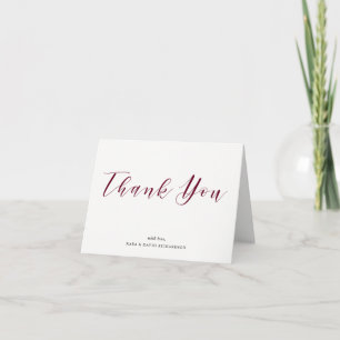 Elegant Typography   Marsala Wedding Thank You Card