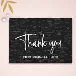Elegant Typography Mathematics Formulas Graduation Thank You Card<br><div class="desc">Simple but elegant graduation thank you card with a background of mathematical formulas and equations. Perfect as simple graduation thank you cards. Illustrated and designed by Patricia Alvarez.</div>