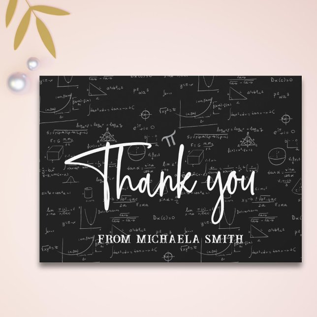 Elegant Typography Mathematics Formulas Graduation Thank You Card (Creator Uploaded)