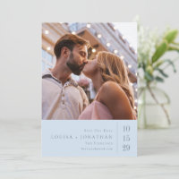 Elegant Typography Minimalist Photo Wedding Blue