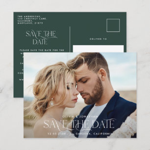 Elegant typography modern unique green photo postcard