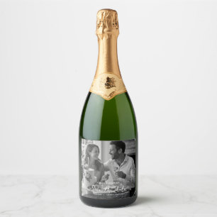 Elegant Typography Modern Wedding Landscape Photo Sparkling Wine Label