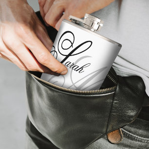 Elegant Typography Monogram Hip Flask
