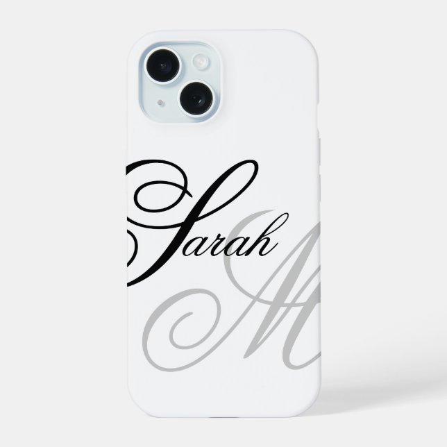 Elegant Typography Monogram iPhone 15 Case (Back)