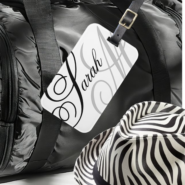 Elegant Typography Monogram Luggage Tag (Creator Uploaded)