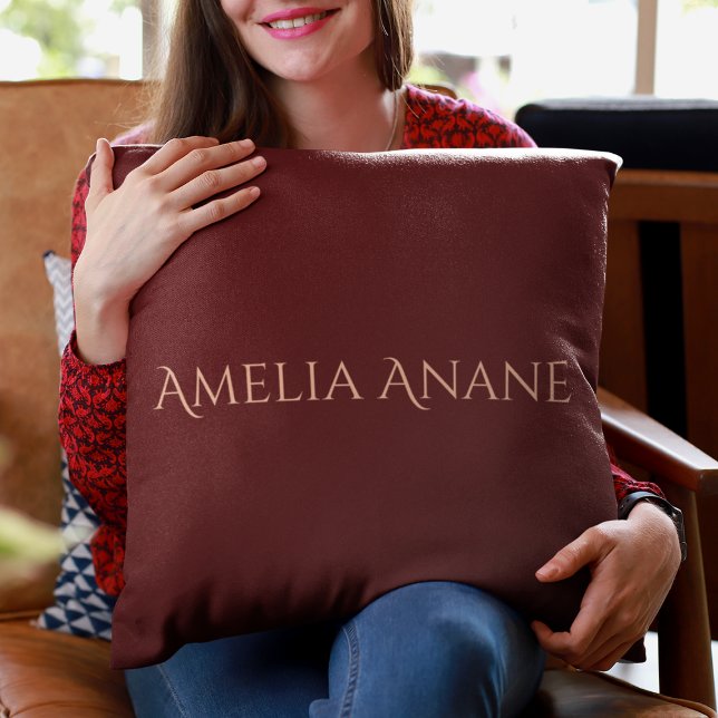 Elegant Typography Name Dark Red Girly  Cushion (Creator Uploaded)