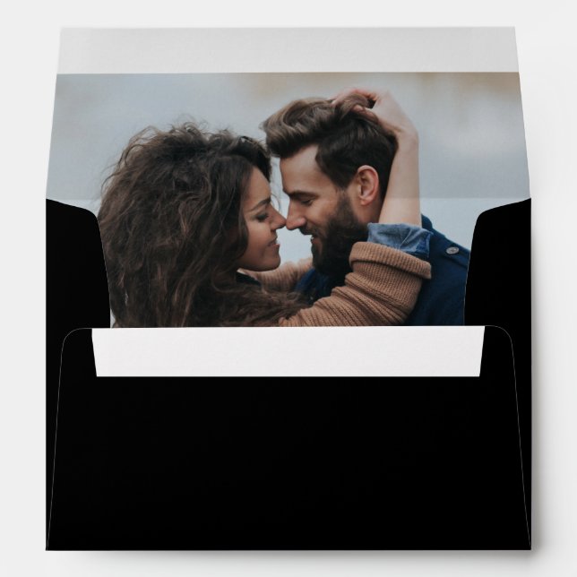 Elegant Typography Names Wedding Return Address Envelope (Back (Bottom))