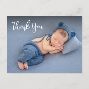 Elegant Typography Newborn Baby Photo Thank You Postcard
