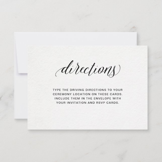 Elegant Typography on Watercolor Paper Directions Invitation (Front)