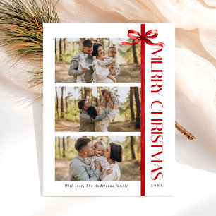 Elegant Typography Photo Merry Christmas Holiday Postcard