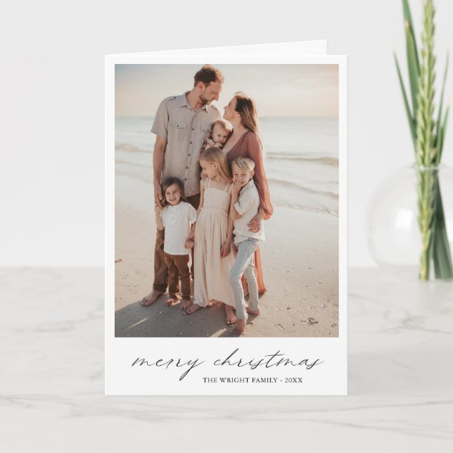 Elegant Typography Photo Modern Christmas Holiday Card (Front)