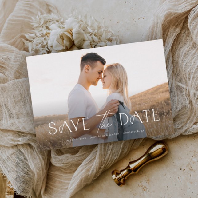 Elegant Typography Photo Wedding Save The Date (Creator Uploaded)