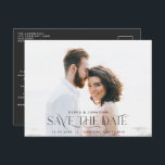 Elegant typography photo wedding save the date postcard<br><div class="desc">Elegant typography modern wedding landscape full bleed photo announcement postcard.</div>