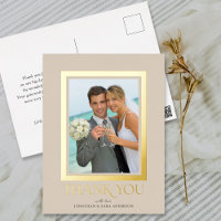 Elegant Typography Photo Wedding Thank You Gold