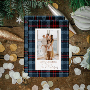 Elegant Typography Plaid Merry Christmas Photo