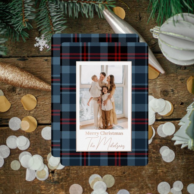 Elegant Typography Plaid Merry Christmas Photo (Creator Uploaded)