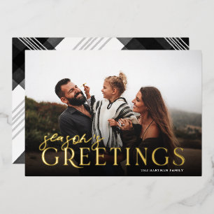 Elegant Typography Plaid Season's Greetings Photo