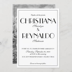 Elegant Typography Roaring 20s Photo Wedding Invitation