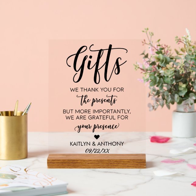 Elegant Typography Script Minimalist Wedding Gifts Acrylic Sign (Wedding)